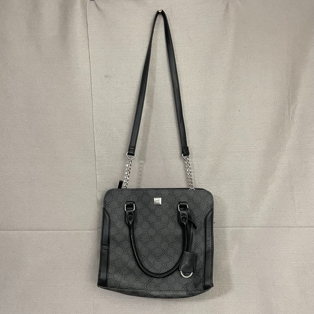 Nine West Handbag / Purse - Chain Strap Black Flat Bottom Bag